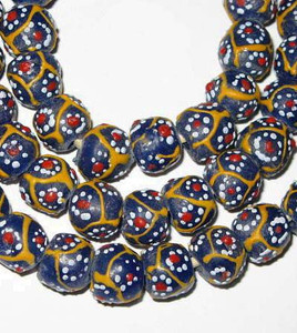 African Krobo fancy bulls eye powderglass trade beads African Krobo fancy bulls eye powderglass trade beads