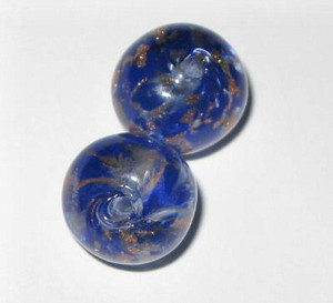 Vintage Venetian cobalt Sommerso Aventurine glass beads Vintage Venetian cobalt Sommerso Aventurine glass beads