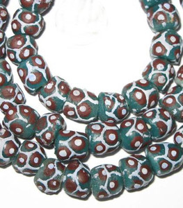 A strand of Authentic round Teal Handmade African Ghana Krobo beads A strand of Authentic round Teal Handmade African Ghana Krobo beads