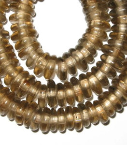 African fine Lt Brown translucent handmade Rondelle krobo glass beads African fine Lt Brown translucent handmade Rondelle krobo glass beads