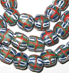 Vintage Ghana blue and white stripes seed Beads Glass African Trade Beads