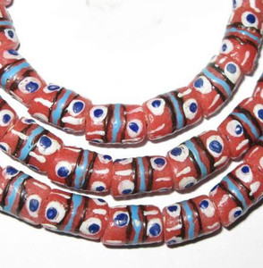 Strand of red multi Authentic Handmade African Ghana Krobo beads Strand of red multi Authentic Handmade African Ghana Krobo beads