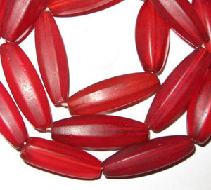 Antique European red translucent glass trade beads