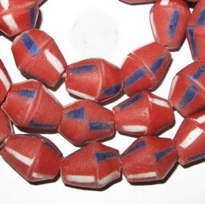 African Ghana krobo red bicone handmade glass trade beads African Ghana krobo red bicone handmade glass trade beads