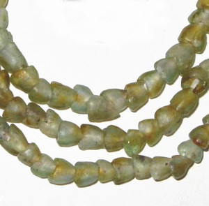African fine light brown multi translucent handmade flower Krobo glass beads African fine light brown multi translucent handmade flower Krobo glass beads