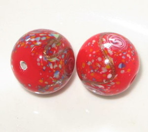 nice vintage art Czech red/gold floral wedding cake glass beads nice vintage art Czech red/gold floral wedding cake glass beads