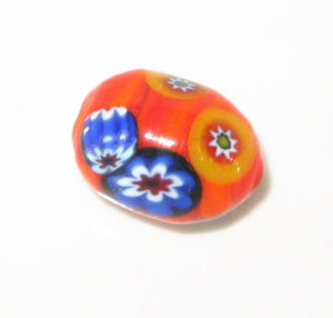 Authentic Handmade orange multi Venetian Murano glass bead