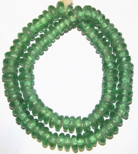 Fine translucent handmade green annular crumb krobo glass beads Fine translucent handmade green annular crumb krobo glass beads