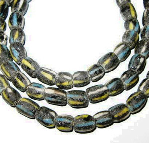 Antique African black multi Krobo Powderglass trade beads Antique African black multi Krobo Powderglass trade beads