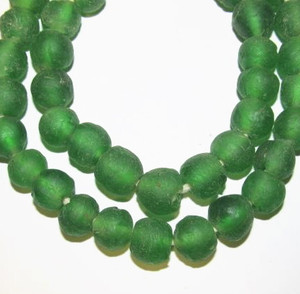 African translucent Krobo handmade Ghana recycled green glass trade beads African translucent Krobo handmade Ghana recycled green glass trade beads