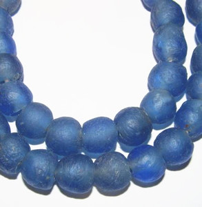 African translucent Krobo handmade Ghana recycled blue glass trade beads African translucent Krobo handmade Ghana recycled blue glass trade beads