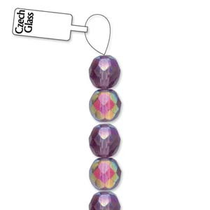 4mm Czech Amethyst AB fire Polished Glass beads