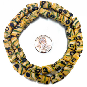 strand of Venetian antique wound feather glass trade beads strand of Venetian antique wound feather glass trade beads