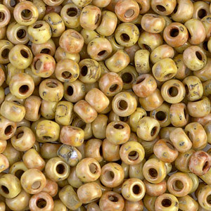 6/0 Japanese Seed Beads Miyuki picasso Opaque yellow Glass Beads-50 grams 6/0 Japanese Seed Beads Miyuki picasso Opaque yellow Glass Beads-50 grams