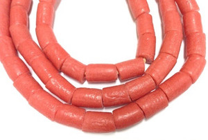 Strand of African Coral red fancy Krobo Powderglass beads Strand of African Coral red fancy Krobo Powderglass beads