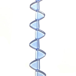 Czech glass blue translucent triangle flat beads 7 inch strand
