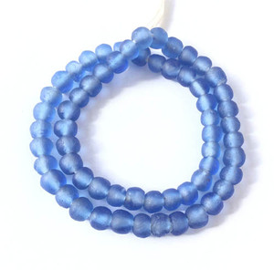 Ghana handmade Lt. Blue Krobo Recycled glass trade beads 