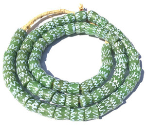 Ghana Opaque Green Zen Krobo Recycled Glass African trade beads Ghana Opaque Green Zen Krobo Recycled Glass African trade beads