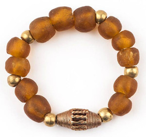Anyi Amber Glass African Sea glass trade bead Bracelet Anyi Amber Glass African Sea glass trade bead Bracelet