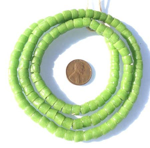 Apple Green Ghana Krobo recycled Glass Disk African trade bead Apple Green Ghana Krobo recycled Glass Disk African trade bead