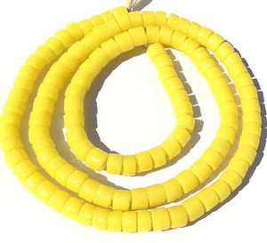 Ghana Lemon Yellow Krobo Recycled Disk Glass African trade beads Ghana Lemon Yellow Krobo Recycled Disk Glass African trade beads