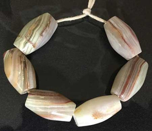 6 Big Hole African Agate Stone Oval trade beads