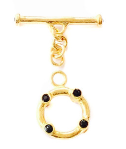 3 Strand Gold Vermeil Toggles-Bar with faceted Jet crystal 3 Strand Gold Vermeil Toggles-Bar with faceted Jet crystal