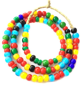 Mixed Ghana multi colored White heart glass African Trade beads