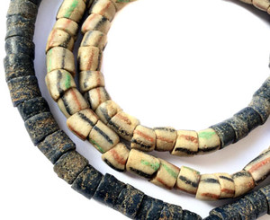 Antique African earthtone Ghana Krobo powderglass trade bead