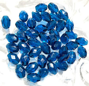 50PCS Preciosa Czech Oval Teal Blue Fire Polish Glass Beads 50PCS Preciosa Czech Oval Teal Blue Fire Polish Glass Beads
