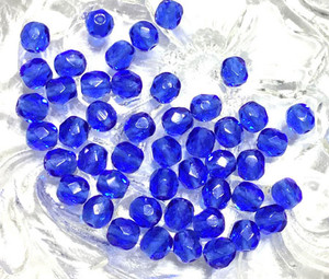 6mm Czech fire Polished 50 Beads Transparent Blue Beads 6mm Czech fire Polished 50 Beads Transparent Blue Beads