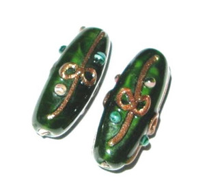 2 vintage Czech lamp work glass beads 2 vintage Czech lamp work glass beads
