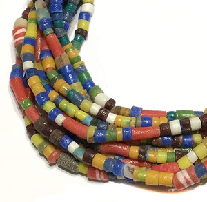 Mixed Ghana Recycled Glass Krobo Trade Beads - Strand of Eco-Friendly Fair Trade Beads from Ghana Mixed Ghana Recycled Glass Krobo Trade Beads - Strand of Eco-Friendly Fair Trade Beads from Ghana