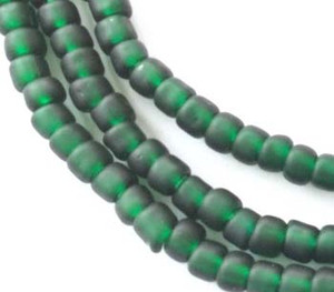 Vintage Transparent Matte Green African glass beads Ghana Trade Beads [3082]