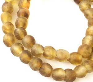 Handmade Ghana Goldenrod multi Krobo recycled Glass African trade Beads-Ghana Handmade Ghana Goldenrod multi Krobo recycled Glass African trade Beads-Ghana