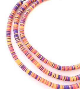 Magic Coral variety Recycled Phono Record Vinyl African trade beads-Ghana [9010]