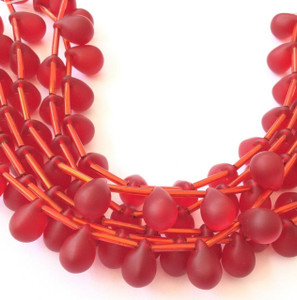25 Fine Vintage Trade Semi Matte Drop Czech Bohemian Glass beads 25 Fine Vintage Trade Semi Matte Drop Czech Bohemian Glass beads