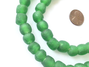 Ghana Handmade Green Krobo Recycled Glass African Trade Beads-Ghana Ghana Handmade Green Krobo Recycled Glass African Trade Beads-Ghana