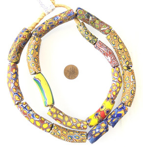 Assortment Elbows Old Rare Antique Venetian Millefiori glass African trade beads