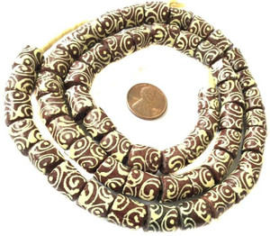 Brown Multi Zen handmade Ghana Krobo recycled Glass African trade Beads-Ghana Brown Multi Zen handmade Ghana Krobo recycled Glass African trade Beads-Ghana