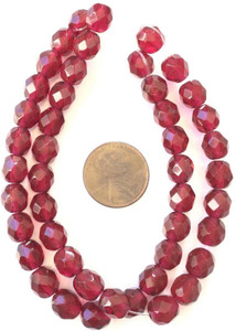 Amazing 8mm Trade Czech Maroon Red fire Polished Glass beads Amazing 8mm Trade Czech Maroon Red fire Polished Glass beads