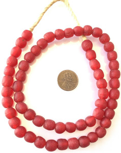 Ghana handmade Mala Red Krobo recycled Glass African trade Beads-Ghana Ghana handmade Mala Red Krobo recycled Glass African trade Beads-Ghana