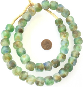Ghana Green Clear Amber Colored Recycled glass African trade beads Ghana Green Clear Amber Colored Recycled glass African trade beads