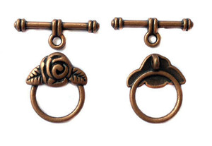 1 set Antique Copper round with Rose Bud Toggle Clasps Wholesale Price