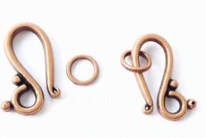 1 set Antique Copper S Hook Clasps-Toggle set-Jewelry Supplies