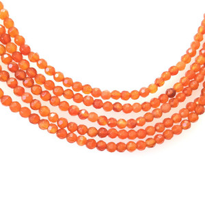4mm Faceted Carnelian Agate Round Gemstone Beads Stone-Jewelry Making