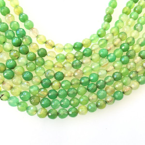 Natural multi green faceted Agate Gemstone Round beads