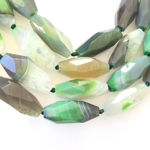 38x16mm multi color elongated faceted agate Gemstone Round beads