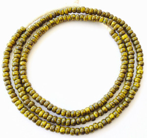 Fine vintage Mustard brown Picasso matching 4mm glass beads Trade Beads [3053]