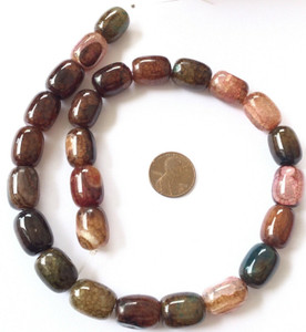 Fine Spider web Agate Brown multi Cylinder Gemstone beads Stone 16x12mm Fine Spider web Agate Brown multi Cylinder Gemstone beads Stone 16x12mm